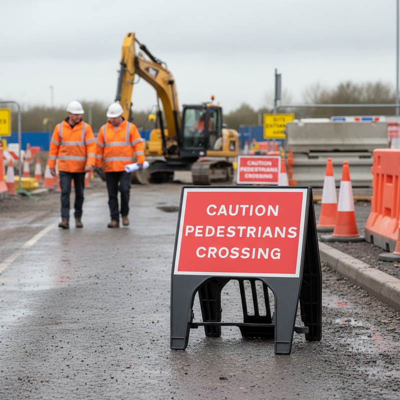 Rosy Brown Caution Pedestrians Crossing Sign - Heavy Duty 600 x 450mm
