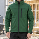 Softshell Work Jacket with Windproof Collar - Forest Green/Black