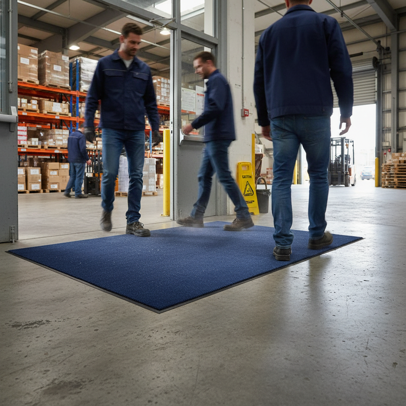 Dim Gray Premium Dust Control Plushway Entrance Mat - Blue