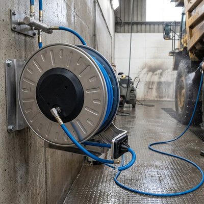 Stainless Steel Retractable Hose Reel 30m 3/8" 400 Bar