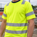 Class 2 Hi-Vis Short Sleeve T-Shirt with Reflective Tape - Yellow/Navy (view 2)