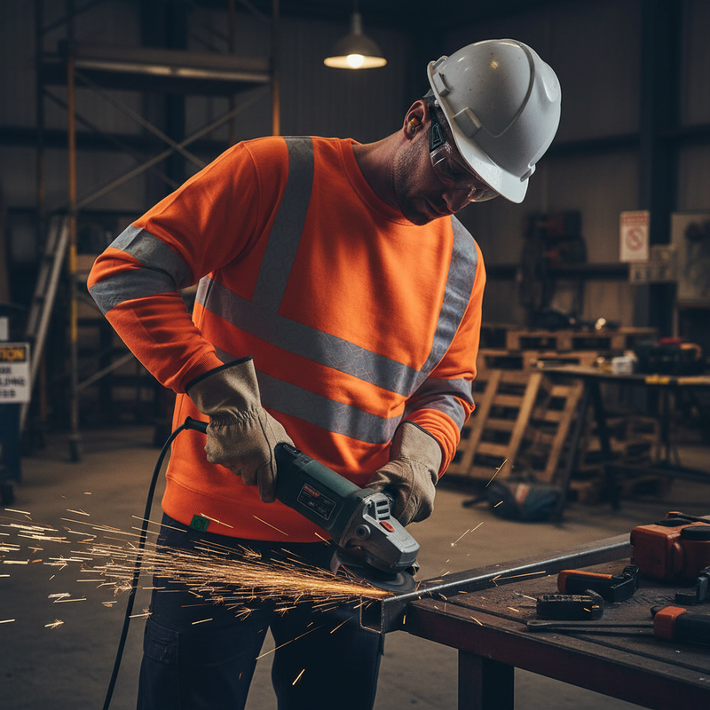 Dark Slate Gray High-Visibility Recyclable Sweatshirt - Orange for Safety