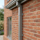Flush Joint Aluminium Downpipe 72×72mm × 3m — RAL 7037 (in use)