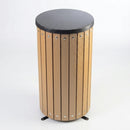 Round Wood-Effect Steel Waste Bin – 33 Litre Outdoor (view 2)