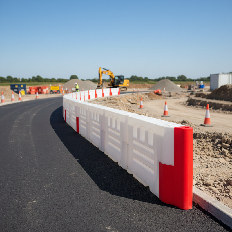 Dark Gray Heavy Duty Water-Filled Barrier End Stop for Construction Safety