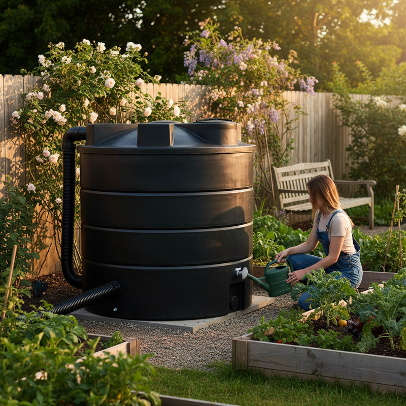 Dark Slate Gray Large 13,000 Litre Non-Potable Cylindrical Above Ground Storage Water Tank