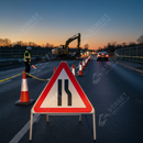 Dark Slate Gray Premium Road Narrows Right Triangle Metal Sign Face - 750mm