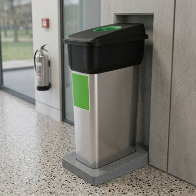 Slim Metal Look Plastic Recycling Bin 55L