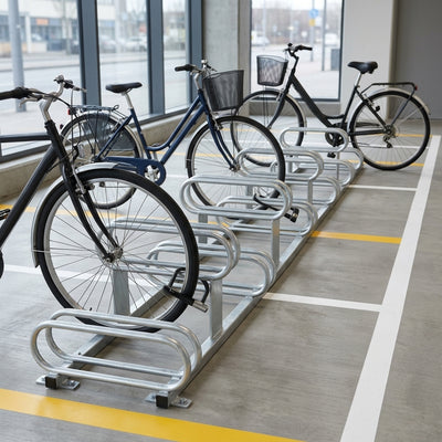6 Space High-Low Cycle Rack, Steel, 50mm Tyre Width