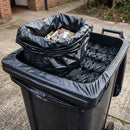 360 Litre Wheeled Bin Liners Black Recycled 120 Gauge - 100 Pack