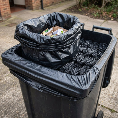360 Litre Wheeled Bin Liners Black Recycled 120 Gauge - 100 Pack