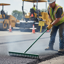 Gray Heavy Duty Asphalt Rake with Steel Handle - 16 Teeth for Efficient Movement