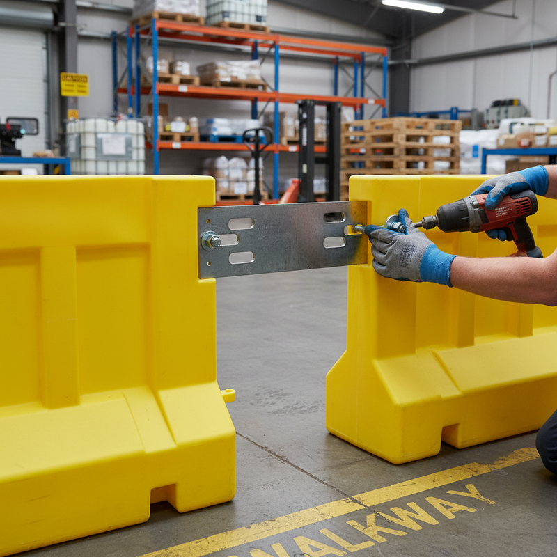 Dark Khaki Premium Safety Barrier Side Joining Plate for Solid Connections