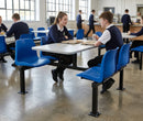 4-seater canteen dining unit with polypropylene seats, grey top