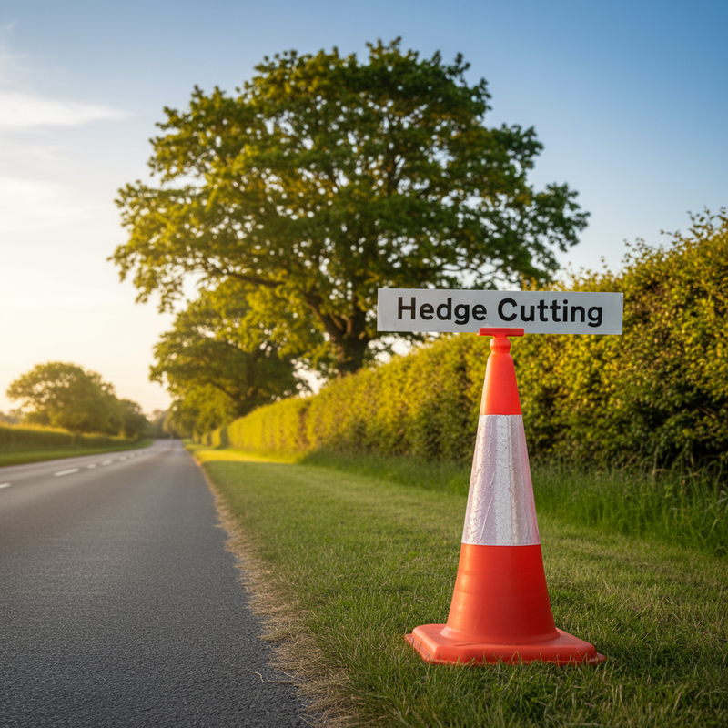 Dark Olive Green Hedge Cutting Supplementary Plate for Road Works