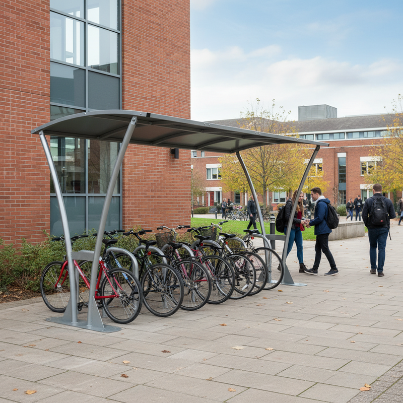 Dark Gray Premium Open Sided Cycle Shelter 2m - 5m with Galvanised Roof Extension Bays