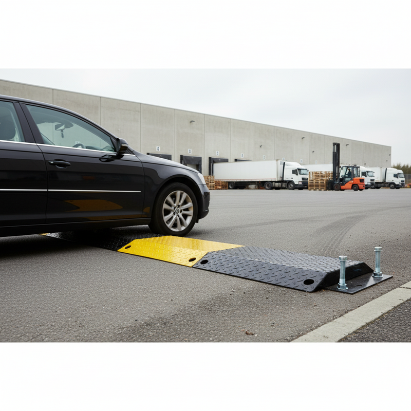 Gray Premium Heavy Duty Steel Speed Ramp with Built-in Cable Channel