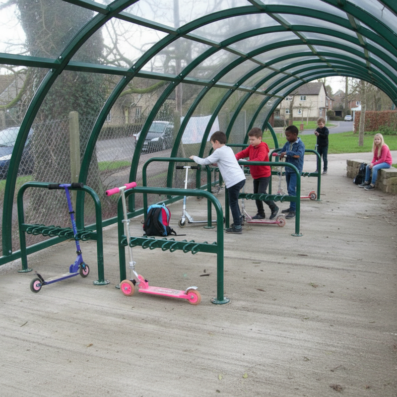 Dark Gray Double Sided Heavy Duty Kids Scooter Rack for Schools