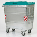 660 litre galvanised steel wheeled waste container EN 840 (view 2)