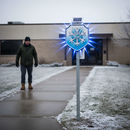 Light Slate Gray Premium Ice Warning Flashing LED Safety Sign for Icy Conditions