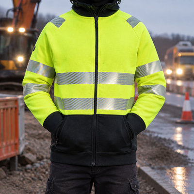 Class 2 High-Visibility Zip Up Hooded Top - Hi-Vis Yellow/Black
