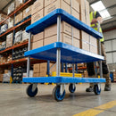 Three-tier platform trolley 300kg polypropylene blue
