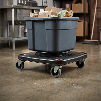 Square dolly for waste containers 113 kg capacity