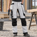 Women's Flexible Work Trousers with Tool Pockets - White/Black