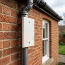 Aluminium Downpipe Access Plate 72x72mm — RAL 9010 (in use)