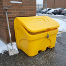 400 litre lockable grit bin yellow with sloping lid