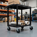 2 Shelf Plastic Trolley 150kg Capacity with Braked Castors