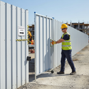 Light Gray Heavy Duty Steel Hoarding Pedestrian Gate - 2.4m Height