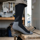 Compression Knee High Work Socks, Reinforced Toe/Heel - Black/Grey