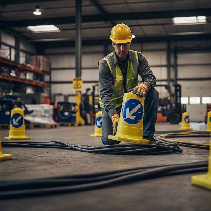 Dark Slate Gray High-Visibility Cable Cover - Keep Left for Safety