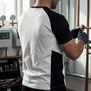 Two-Tone Cotton Crew Neck Work T-Shirt - White/Black
