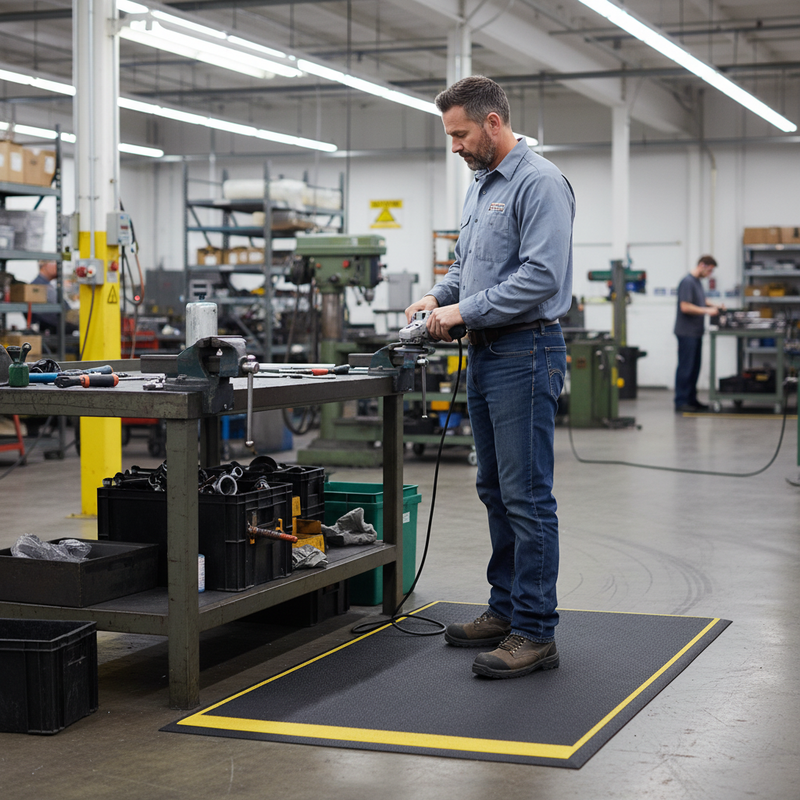 Dark Slate Gray Premium Anti-Fatigue Mat with Pebble Surface - 60cm Width