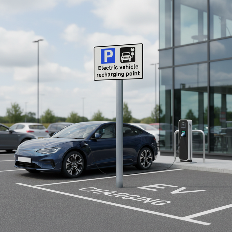 Slate Gray Premium Electric Vehicle Recharging Point Sign Face - 660.9