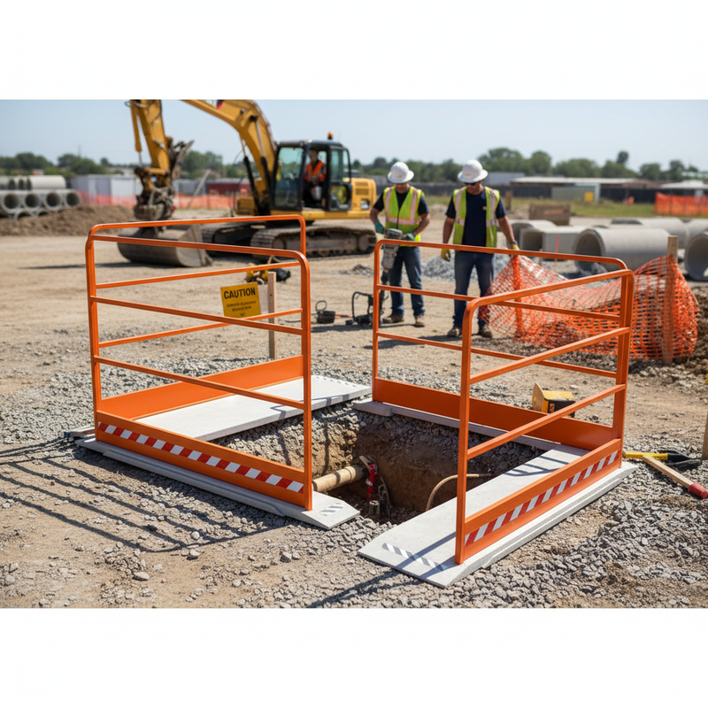 Rosy Brown High-Performance Orange Railing Set - 2 Sizes for Pedestrian Safety