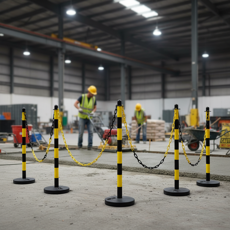 Dark Slate Gray Premium Plastic Post & Chain Barrier Kit - 6 Post Set for Safety