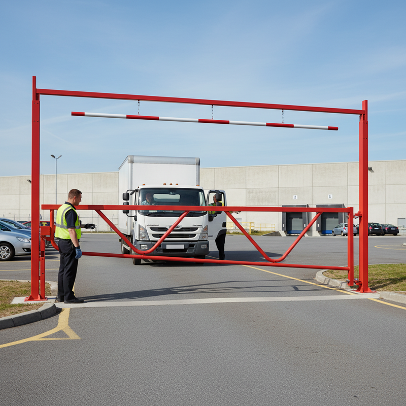 Dark Gray Heavy Duty Fixed Height Vehicle Restrictor with Swing Gate for Safe Access Control