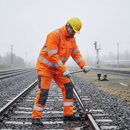 Light Gray Premium Breathable and Waterproof Rail Jacket - Hi-Vis Orange