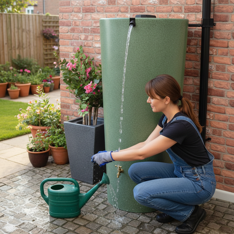 Dim Gray Premium 420 Litre Water Butt with Dual Outlets and Brass Tap