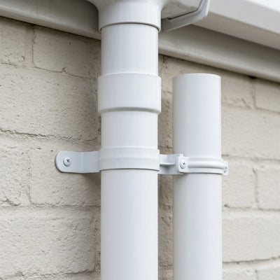Double Downpipe Bracket 68mm - Arctic White