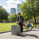 Dark Olive Green Premium Steel Litter Bin for High Traffic Areas - 45L, 75L, 90L