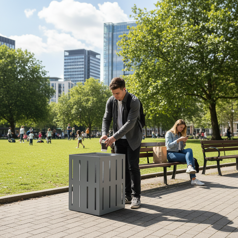 Dark Olive Green Premium Steel Litter Bin for High Traffic Areas - 45L, 75L, 90L