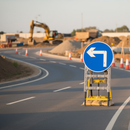 Dim Gray Turn Left Ahead Quick-Fit Sign Face for Temporary Roadworks