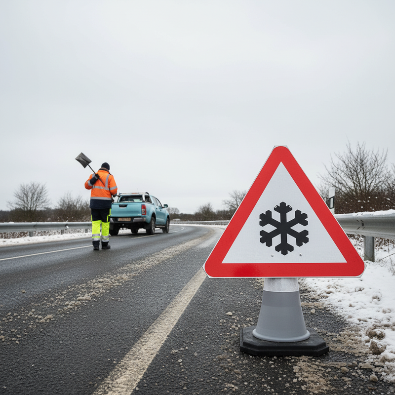 Dark Slate Gray Premium 750mm Triangle Cone Sign for Safety and Visibility