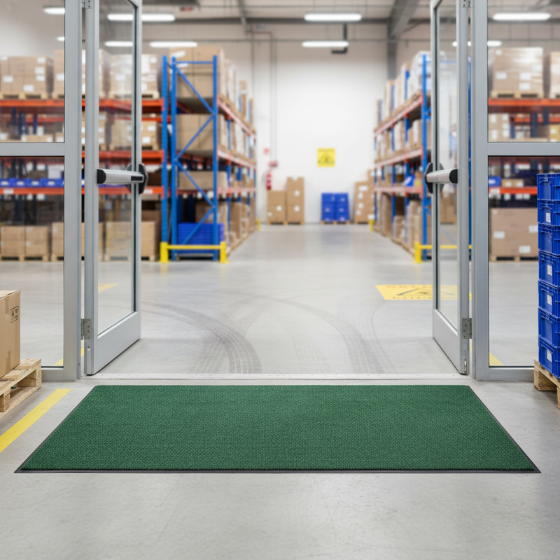 Gray Premium Dust Control Plushway Entrance Mat - Green