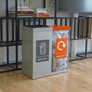 Twin-compartment internal recycling bin, polycarbonate or powder coat