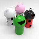 Set of 4 coloured compact children's litter bins with hoods (view 2)
